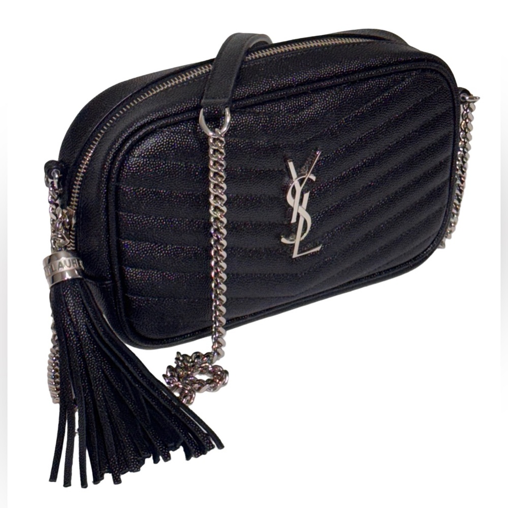 YSL Lou mini Camera Bag in Silver Hardware w/Box - Auth Card